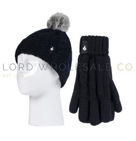 Wholesale kids thermal hat and glove sets in assorted colours and designs