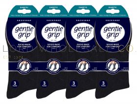 CLEARANCE Men's Black Lighter Weight Diabetic Gentle Grip Socks by Sock Shop 4 x 3 Pair Pack