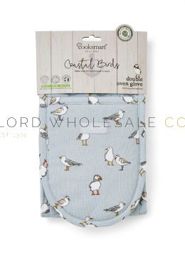 02-2570-Wholesale Coastal Birds Polycotton Double Oven Gloves by Cooksmart
