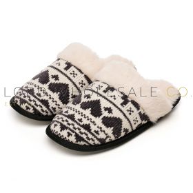 Ladies Fairisle Mule Slippers With Faux Fur Lining by Slumberzzz 6 Pairs