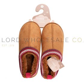 Ladies Tan Platform Suede Trim Detail UGG Style Slippers by Slumberzzz 6 Pieces