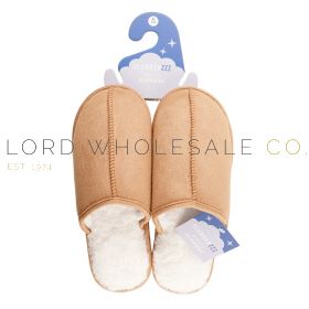 Men’s Tan Micro Suede Mule Slippers with Faux Fur Lining by Slumberzzz 6 Pieces