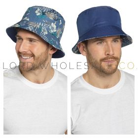 08-GL1095-Men's Leaf Printed Reversible Bucket Hat by Tom Franks 6 Pieces