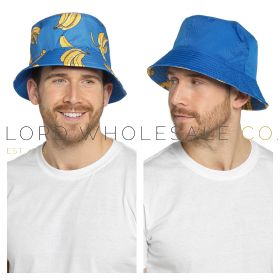 08-GL1096-Men's Banana Printed Reversible Bucket Hat by Tom Franks 6 Pieces