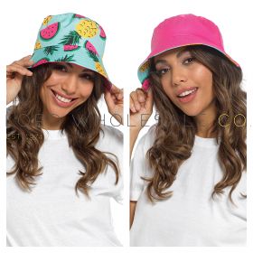 08-GL1098-Ladies Fruit Printed Reversible Bucket Hat by Foxbury 6 Pieces