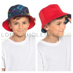 08-GL1104-Boys Gaming Printed Reversible Bucket Hat by Bertie & Bo 6 Pieces
