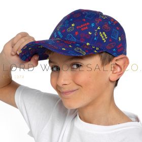 04-GL1127-Wholesale Boys Blue Gaming Print Cap by Bertie & Bo 1 Piece