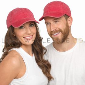 08-GL1129-Men's Stonewashed Baseball Cap, Red, by Tom Franks, 1 Piece