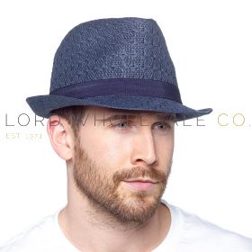 Men's Plain Navy Trilby Hat With Dark Trim by Tom Franks 6 Pieces