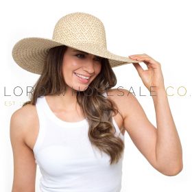 Ladies 6pk Cream Extra Wide Brim Straw Sun Hat by Foxbury 6 Pieces