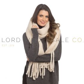 Ladies Cream Chunky Plain Scarf With Tassels by Foxbury 6 Pieces