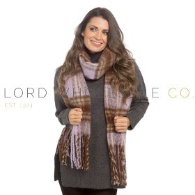 Ladies Lilac Check Scarf With Tassels by Foxbury 6 Pieces