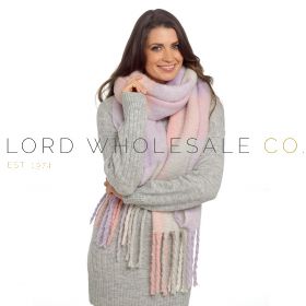 Ladies Multi Check Scarf With Tassels by Foxbury 6 Pieces