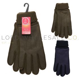 Men's Assorted Touch Screen Suede Gloves With Fleece Lining by Heat Guard 12 Pieces