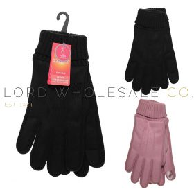 Ladies Assorted Touch Screen Suede Gloves With Fleece Lining by Heat Guard 12 Pieces