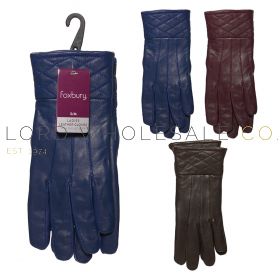Ladies Coloured Sheepskin Leather With Lining & Quilted Patterned Cuff by Foxbury 12 Pieces