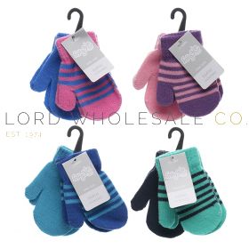 Baby 2pk Knitted Plain & Stripe Mittens by Snuggle Shop 12 x 2 Pair Pack