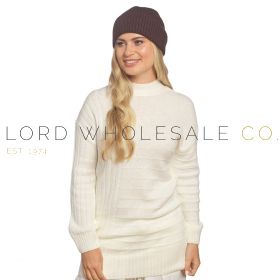 Ladies Plain Brown Soft Ribbed Beanie Hat With Turn Up by Foxbury 12 Pieces