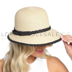 Ladies Cloche Hat With Black Bow Trim by Foxbury 6 Pieces