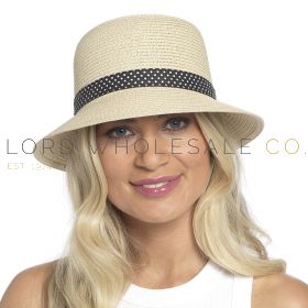 Ladies Cloche Hat with Polka Dot Trim by Foxbury 6 Pieces