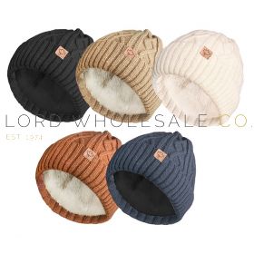 Ladies Rib & Cable Hat With Teddy Fleece Lining by Rock Jock 12 Pieces