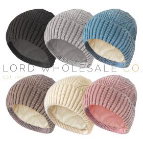 Ladies Leaf Cable Beanie Hat With Cosy Fleece Lining by Flagstaff 12 Pieces