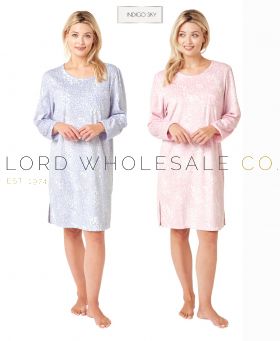 CLEARANCE Ladies Long Sleeve Animal Print Cosy Fleece Nightdress by Indigo Sky 7 Pieces