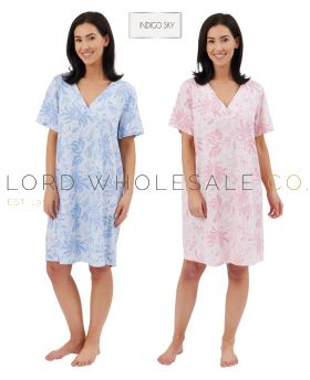 03-IN44397-Wholesale Ladies Lucia 100% Jersey Cotton Short Sleeve Tee Nightshirt by Indigo Sky