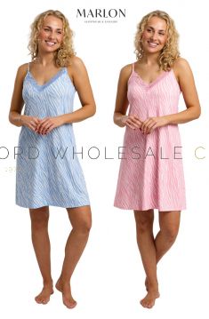 Ladies Soft & Stretchy Zebra Print Jersey Chemise by Indigo Sky