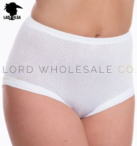 01-LADYOLGAEYELETCUFFLEG-Ladies 100% Cotton Eyelet Cuff Leg Briefs by Lady Olga 12 Pieces