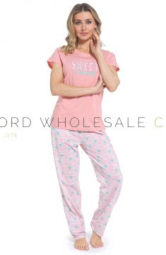 03-LN443-Wholesale Ladies Blossom & Star 100% Jersey Cotton Short Sleeve  Pyjamas by Follow That Dream 6 Pieces