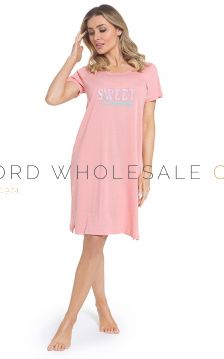 03-LN454-Wholesale Ladies 100% Jersey Cotton Sweet Dreams Slogan Nightshirt by Follow That Dream 6 Pieces