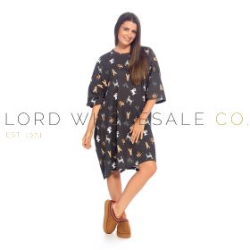Ladies Short Sleeved Dog Print One Sized Jersey Nightshirt By Follow That Dream