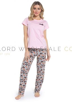 Ladies Sausage Dog 100% Jersey Cotton Short Sleeve Pyjamas by Follow That Dream 6 Pieces
