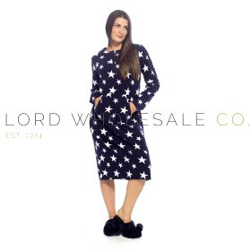 Ladies Polar Fleece Star Print Long Length Nightdress By Wolfe & Harte 6 Pieces