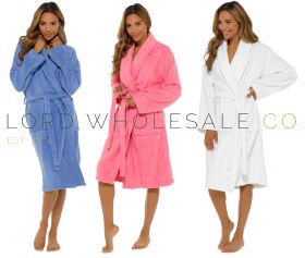 Ladies 100% Cotton Towelling Robe by Tom Franks 6 Pieces