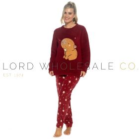 Ladies Capybara Sherpa Fleece Top & Polar Fleece AOP Pants Pyjama Set by Foxbury 6 Pieces