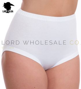 Ladies 100% Cotton Interlock Cuff Leg Brief by Lady Olga 12 Pieces