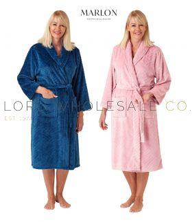 CLEARANCE Ladies Deco Embossed Fleece Shawl Collar Robe by Marlon