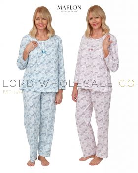 CLEARANCE Ladies Dotty Hearts 100% Cotton Jersey Long Sleeve Pyjamas by Marlon 8 Pieces,