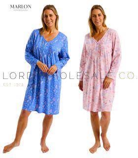 Wholesale ladies Marlon long sleeve poly cotton nightdress – soft and cozy women’s nightwear in bulk