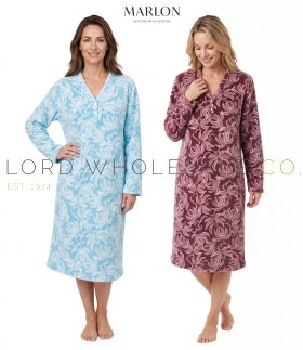 MA50039 Marlon Patsy ladies flannel fleece nightdress in blue and berry