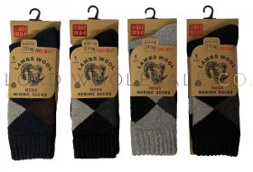 Men's Argyle 2.4 TOG Rating Merino Lambs Wool Socks by Pro Heat 12 Pairs