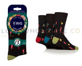 Men's RHS Vegetables Gentle Grip Socks by Sock Shop 3 Pair Pack