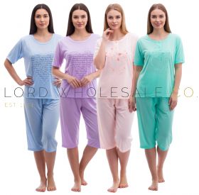 Cotton Rich Jersey Cropped Leg Pyjamas by Romesa/Lucky 10 pieces