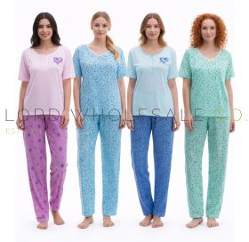 Cotton Rich Jersey Short Sleeved Pyjamas by Romesa/Lucky 10 pieces