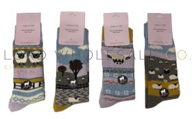 Ladies 1pk Highland Cow/Sheep Merino Wool Blend Boot Sock by Feathers & Fluff 12 Pairs