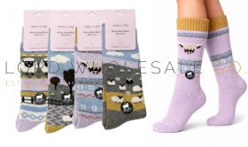 Ladies 1pk Highland Cow/Sheep Merino Wool Blend Boot Sock by Feathers & Fluff 12 Pairs