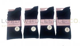 Ladies Black Merino Wool & Bamboo Blend Socks by Feathers & Fluff 4 x 3 Pair Pack