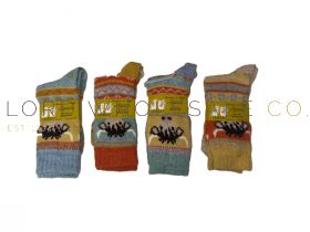 Ladies Alpaca Wool Blend Highland Cow Socks by Feathers & Fluff 12 Pairs